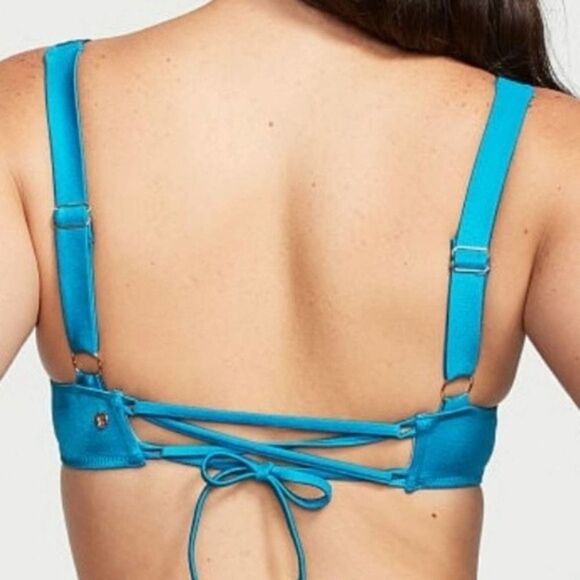 Victoria's Secret bikini top lace up tie in back Shoreline Blue ๐๐ - Picture 2 of 3